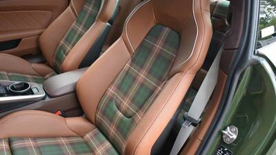 Espresso Leather / Aurum-Cognac-Truffle Brown Tartan Fabric - Mojave Beige Stitching / PipingInterior image