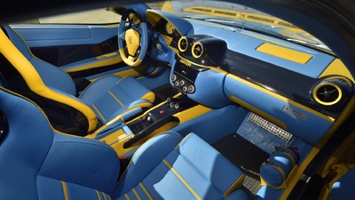 Azzurro / Giallo Leather - Giallo StitchingInterior image