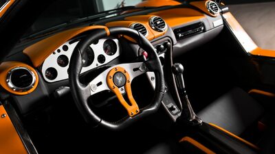 Black / Orange Leather - Orange StitchingInterior image