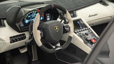 Bianco / Nero Cosmus Alcantara - Bianco Stitching / Viola PipingInterior image