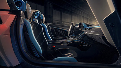 Nero Cosmus Alcantara / Blu Cepheus Leather - Blu Cepheus Stitching - Bianco Leda Stitching / PipingInterior image