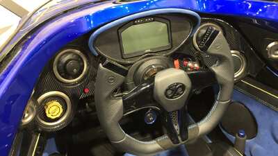 Black Leather / Black & Blue Alcantara - Yellow StitchingInterior image