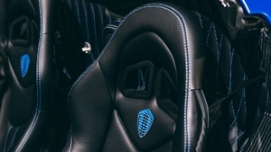 Black Leather / Blue Leather & Alcantara - White Stitching & PipingInterior image