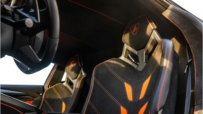 Black Alcantara - Orange PipingInterior image