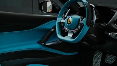 Nero / Turquoise Leather - Nero Stitching / Giallo Taurus Center StripeInterior image