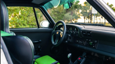 Black Leather / Acid Green Inserts - Acid Green StitchingInterior image