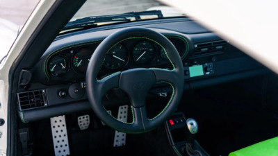 Black Leather / Acid Green Inserts - Acid Green StitchingInterior image