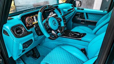 Black / Tiffany Blue Leather - Black StitchingInterior image